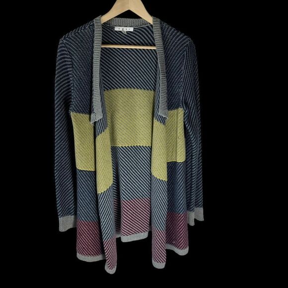 Cabi Waterfall Color Block Open Front Cardigan Sz M - Picture 3 of 8